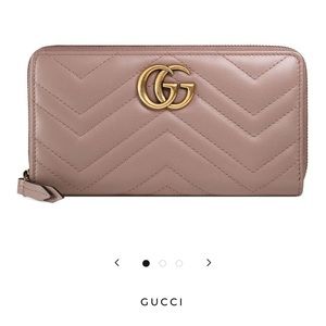 GUCCI WOMEN'S WALLET MARMORT PINK CALF-SKIN LEATHER QUILTED WALLET.
